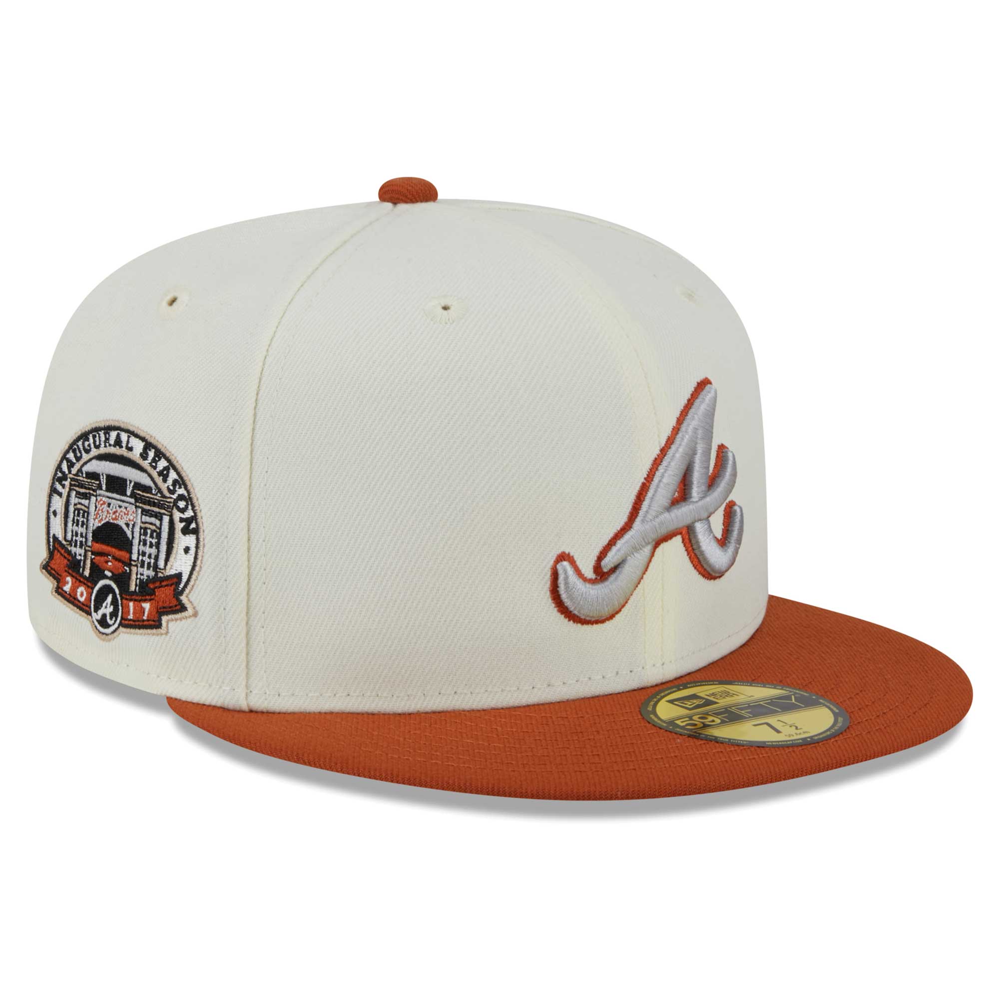 Atlanta Braves New Era 59FIFTY Fitted Hat - Cream/Orange