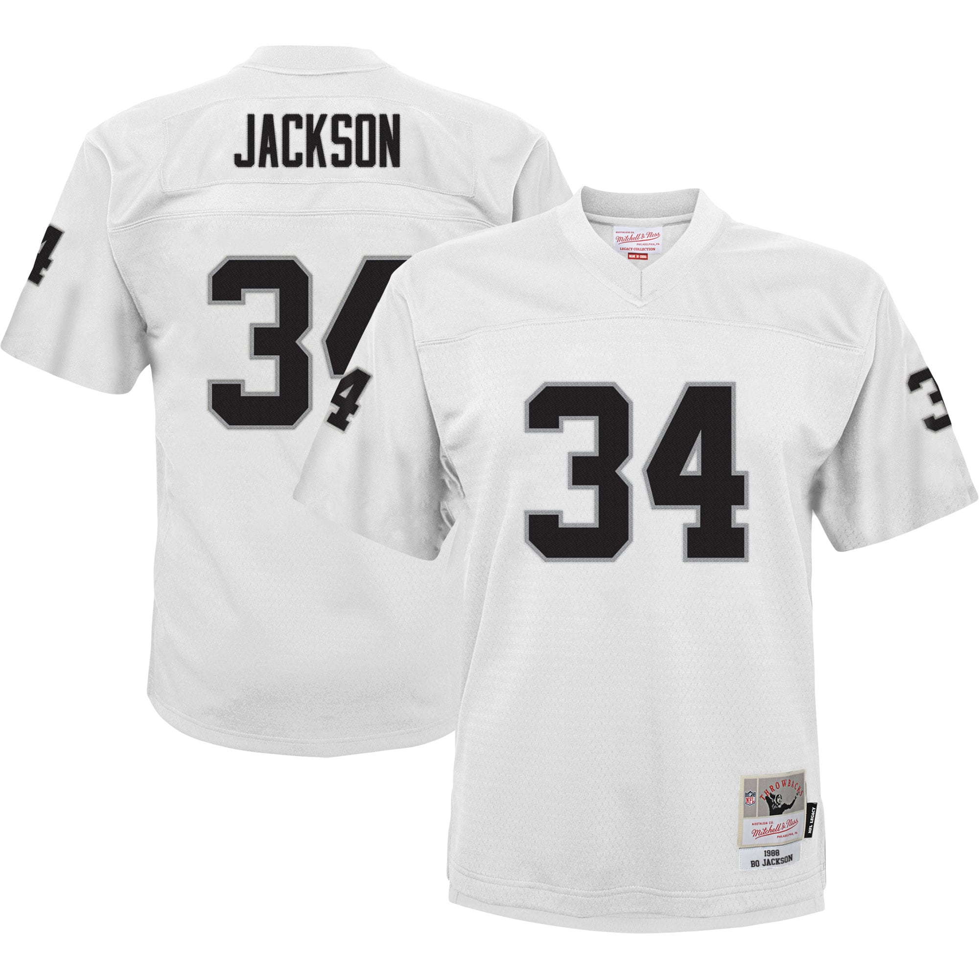 Bo Jackson Las Vegas Raiders Mitchell   Ness Youth 1988 Retired Player Legacy Jersey   White