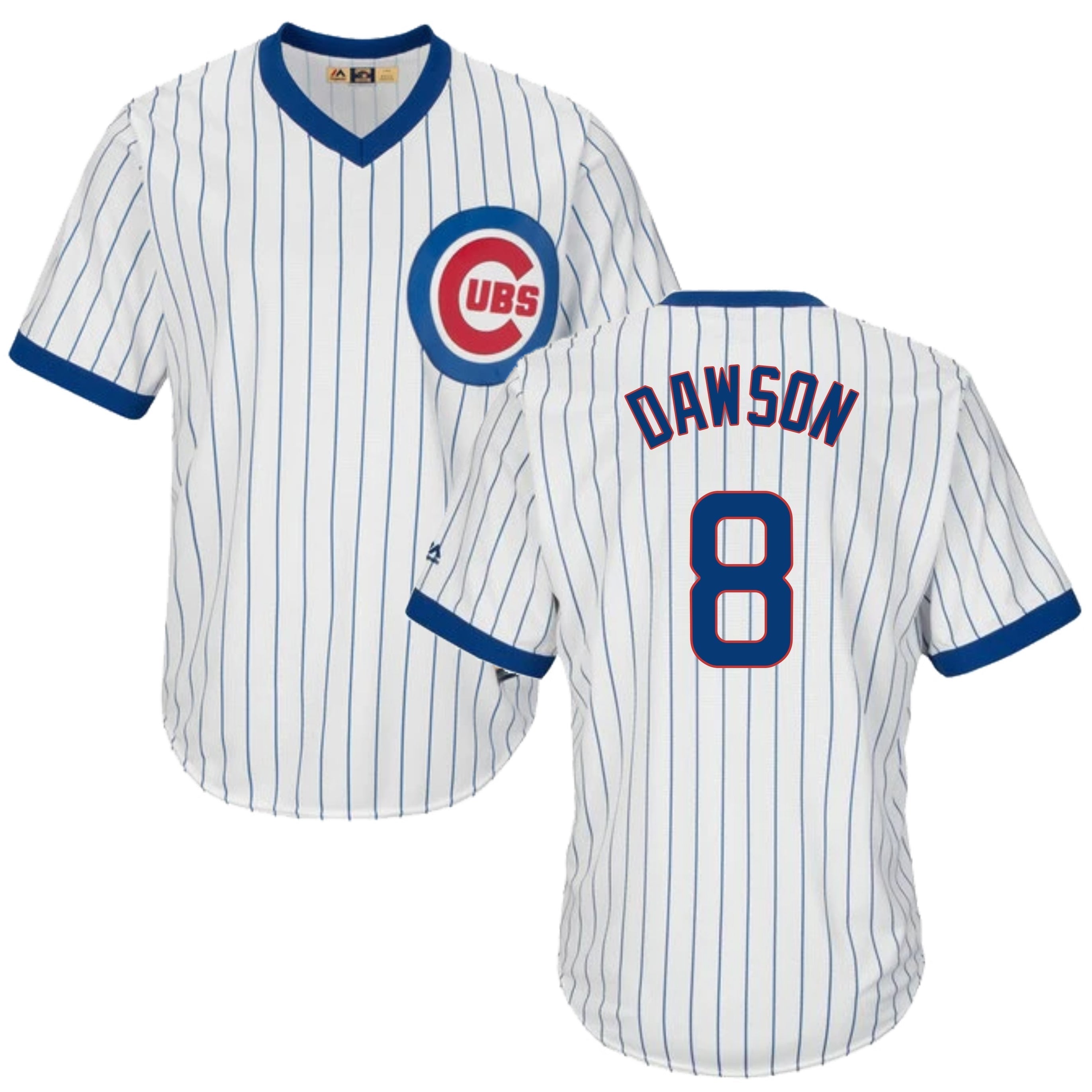 Andre Dawson Chicago Cubs Cooperstown White Pinstripe V-Neck Home Men's Jersey