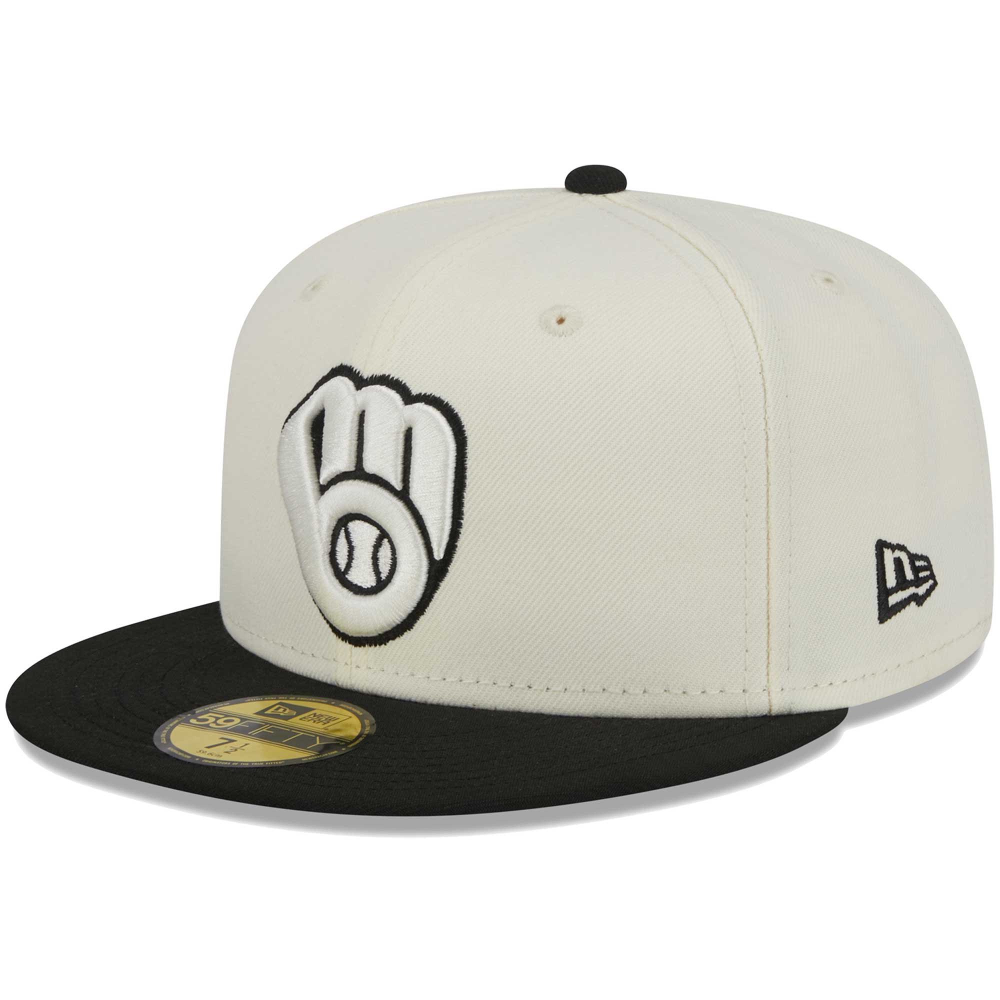 Milwaukee Brewers New Era Chrome 59FIFTY Fitted Hat - Stone/Black