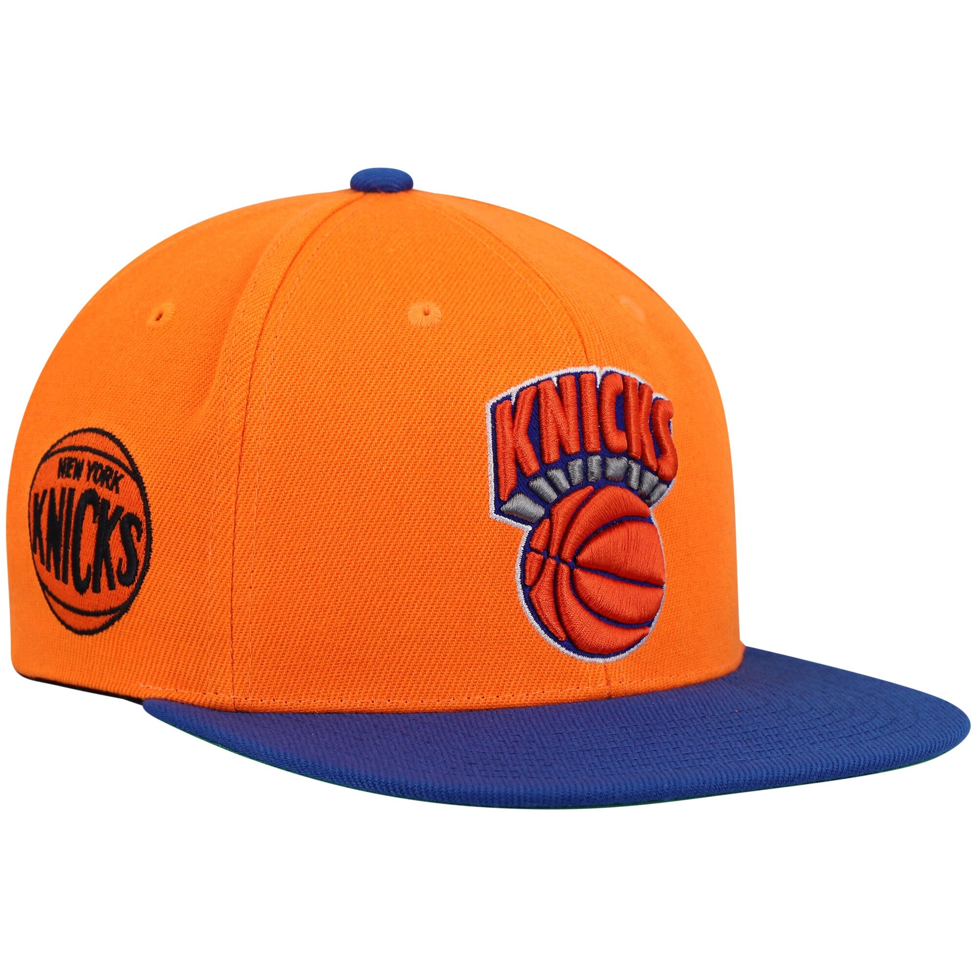 New York Knicks Mitchell & Ness Hardwood Classics Core Side Snapback Hat - Orange/Blue