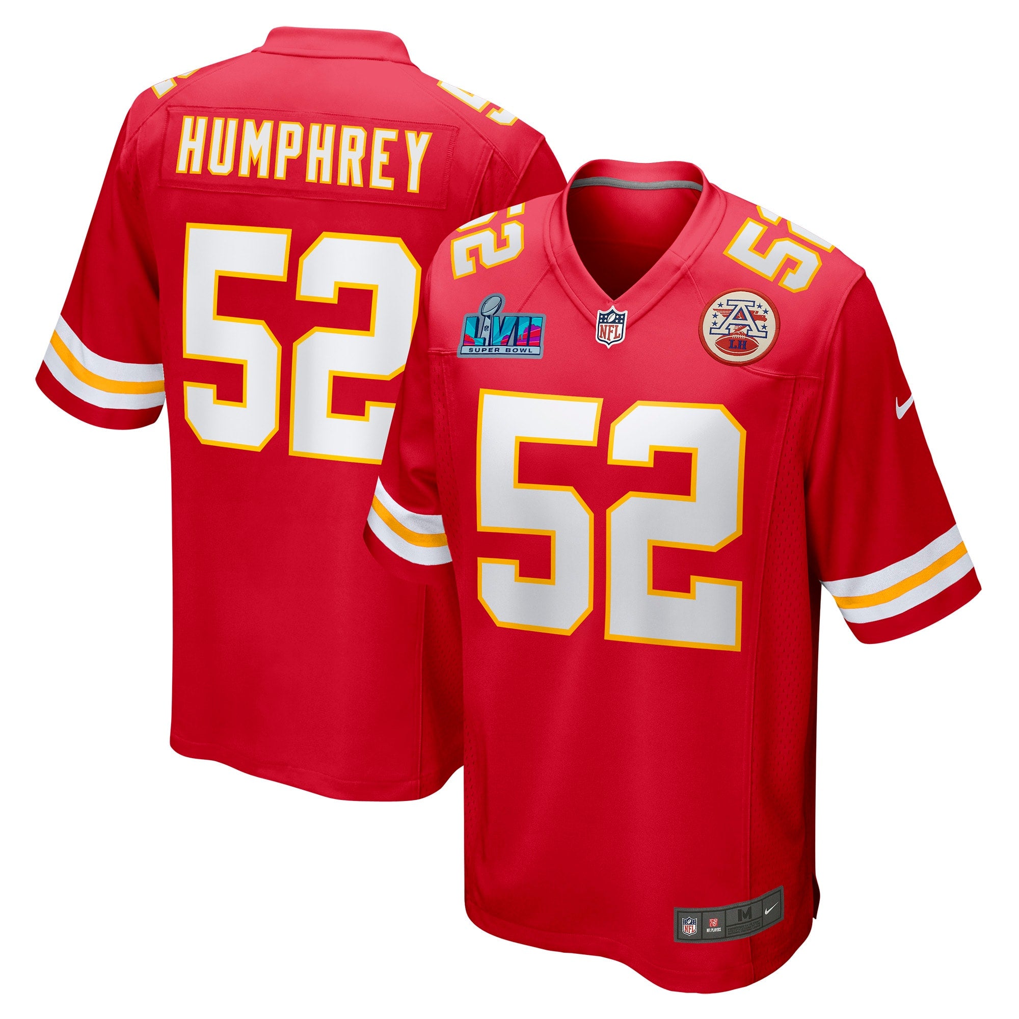 Creed Humphrey Kansas City Chiefs Nike Super Bowl LVII Patch Game Jersey   Red