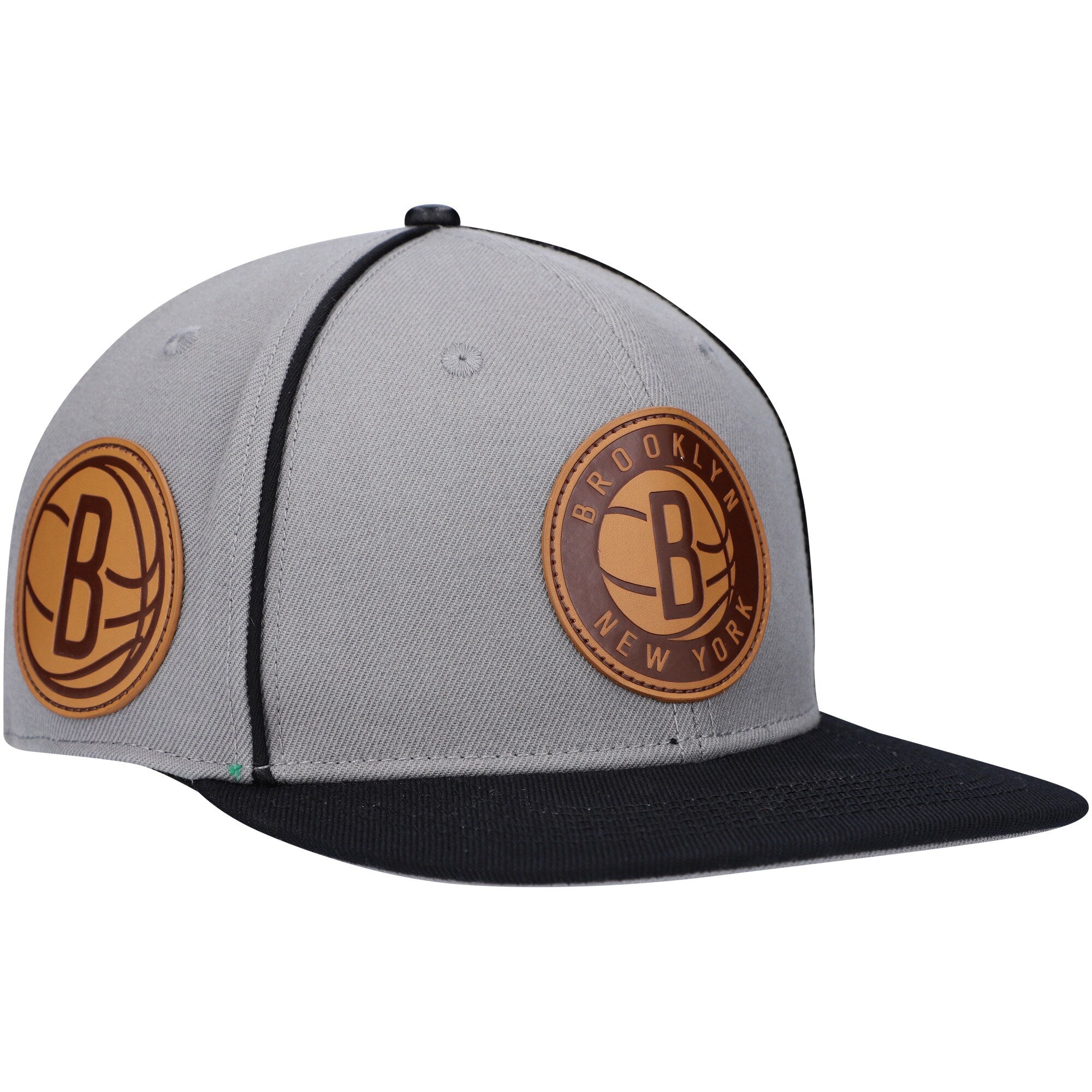 Brooklyn Nets Pro Standard Heritage Leather Patch Snapback Hat - Gray/Black