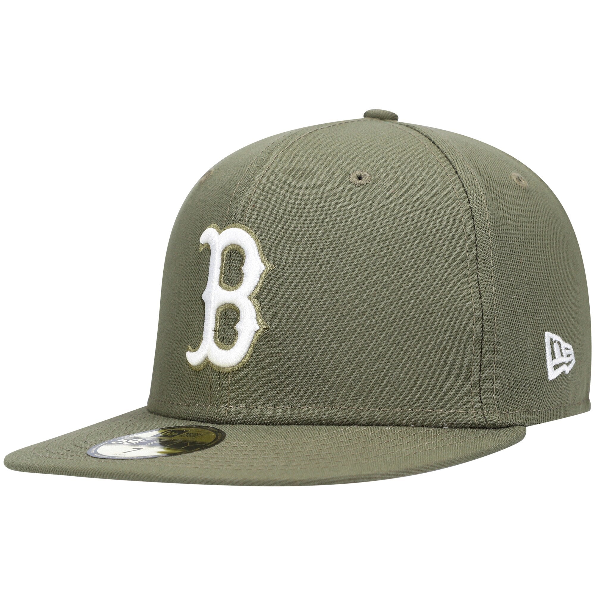 Boston Red Sox New Era White Logo 59FIFTY Fitted Hat - Olive