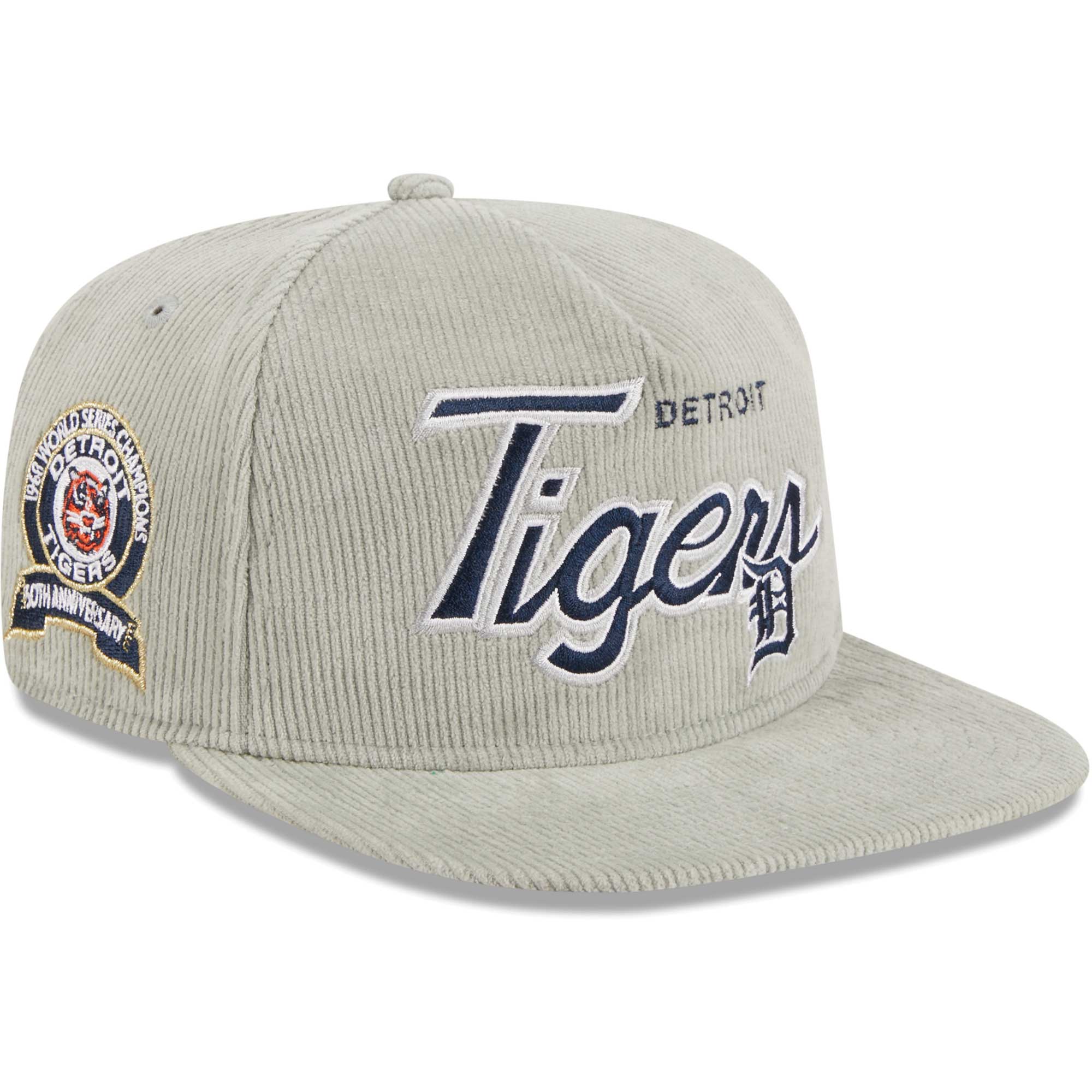 Detroit Tigers New Era Corduroy Golfer Adjustable Hat - Gray