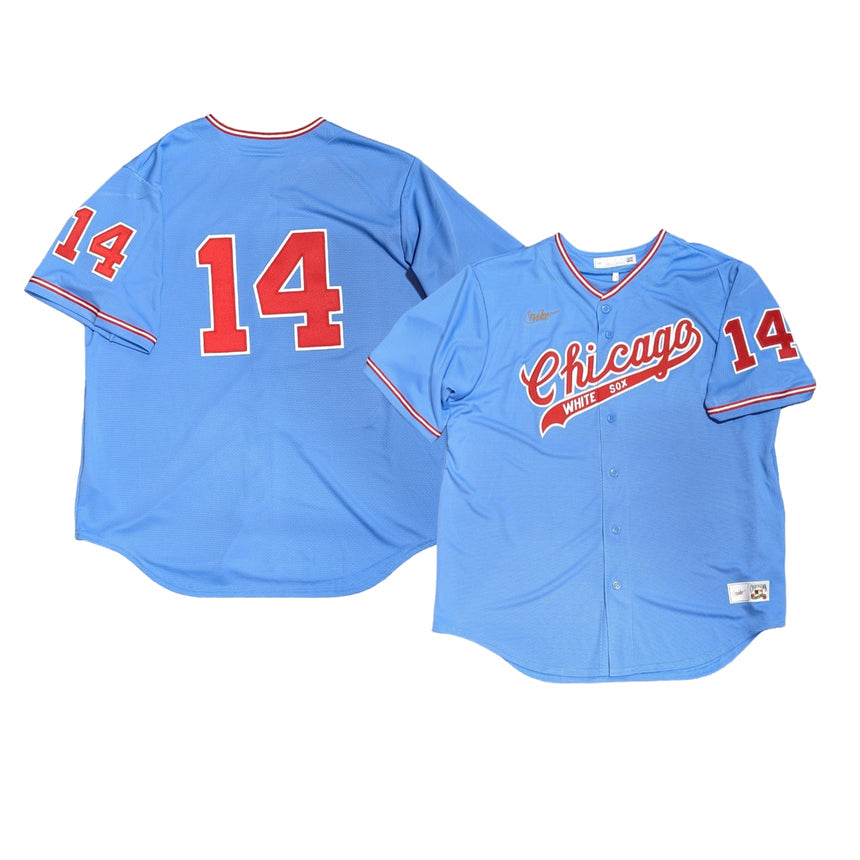 Men's Bill Melton Chicago White Sox Cooperstown Road Powder Blue/Red 1972 Premium Stitch Replica Jersey