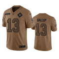Men s Dallas Cowboys Michael Gallup 2023 Brown Salute To Service Limited Stitched Jersey