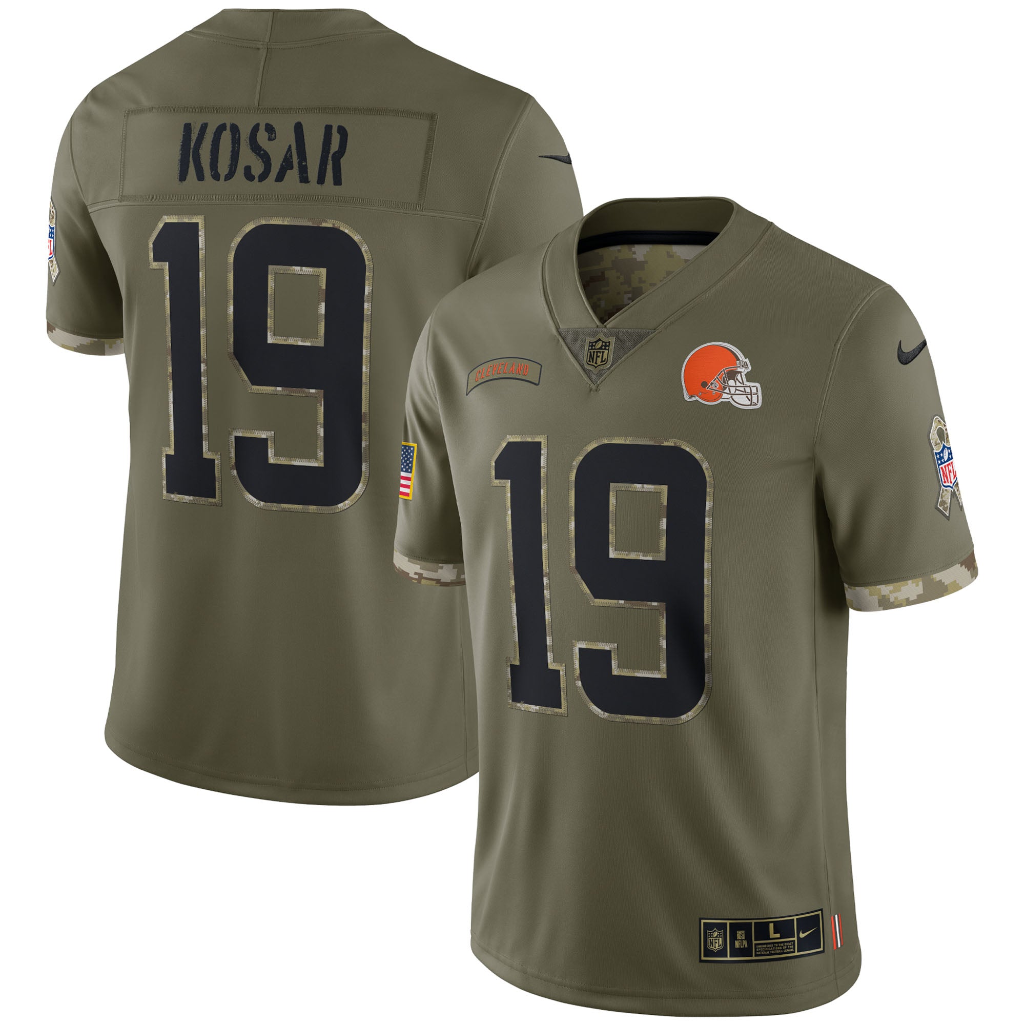 Bernie Kosar Cleveland Browns 2022 Salute To Service Retired Player Limited Jersey   Olive