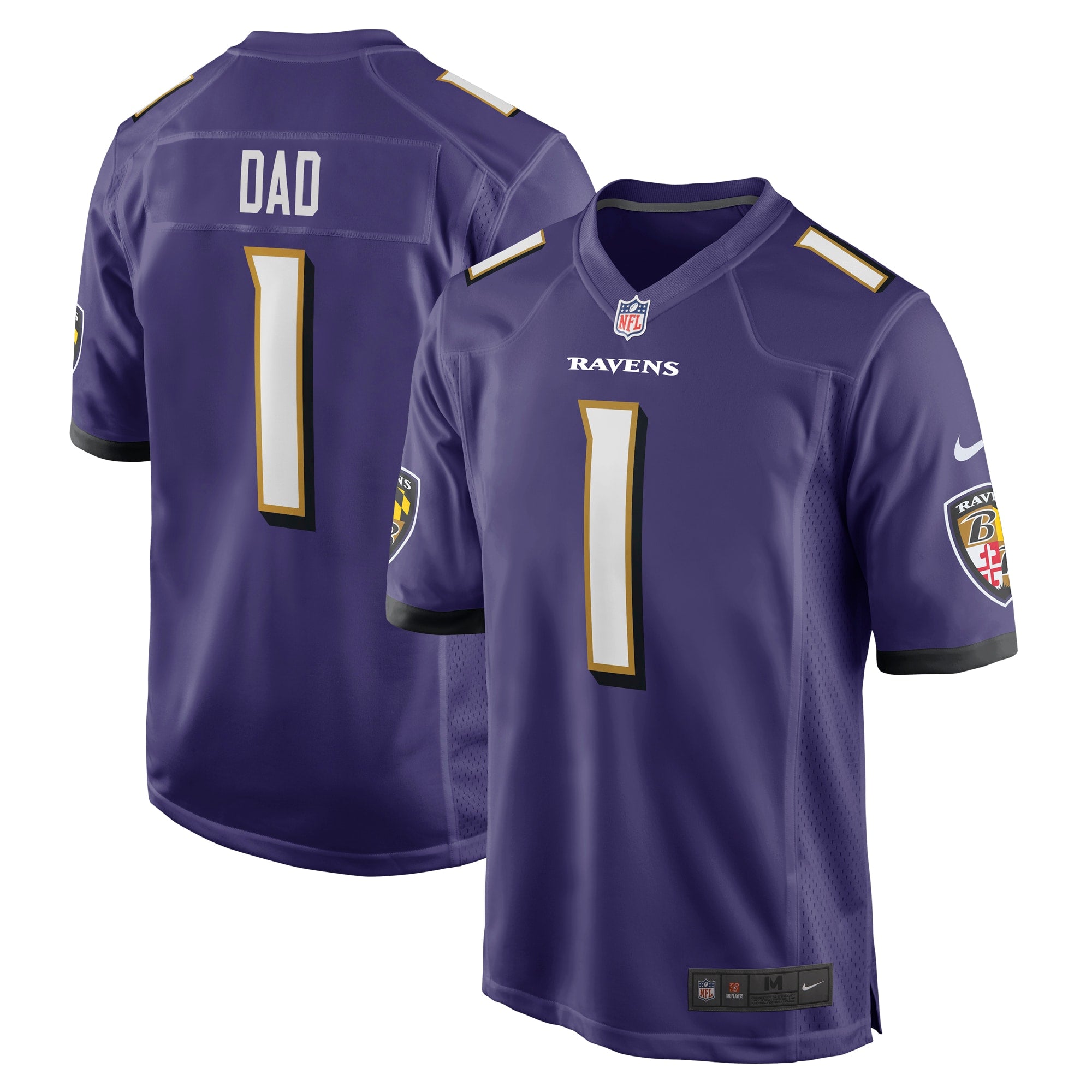 Number 1 Dad Baltimore Ravens Nike Game Jersey   Purple