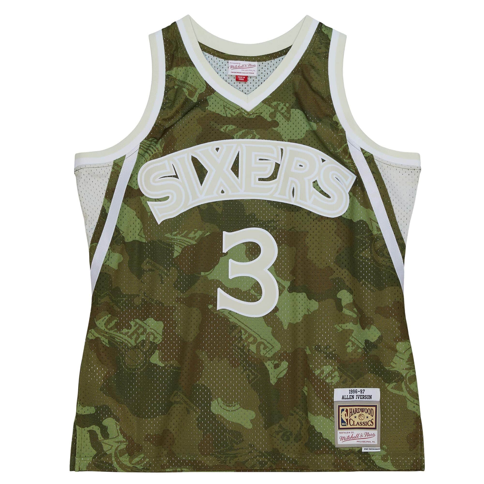 Ghost Green Camo Swingman Allen Iverson Philadelphia 76ers 1996-97 Jersey