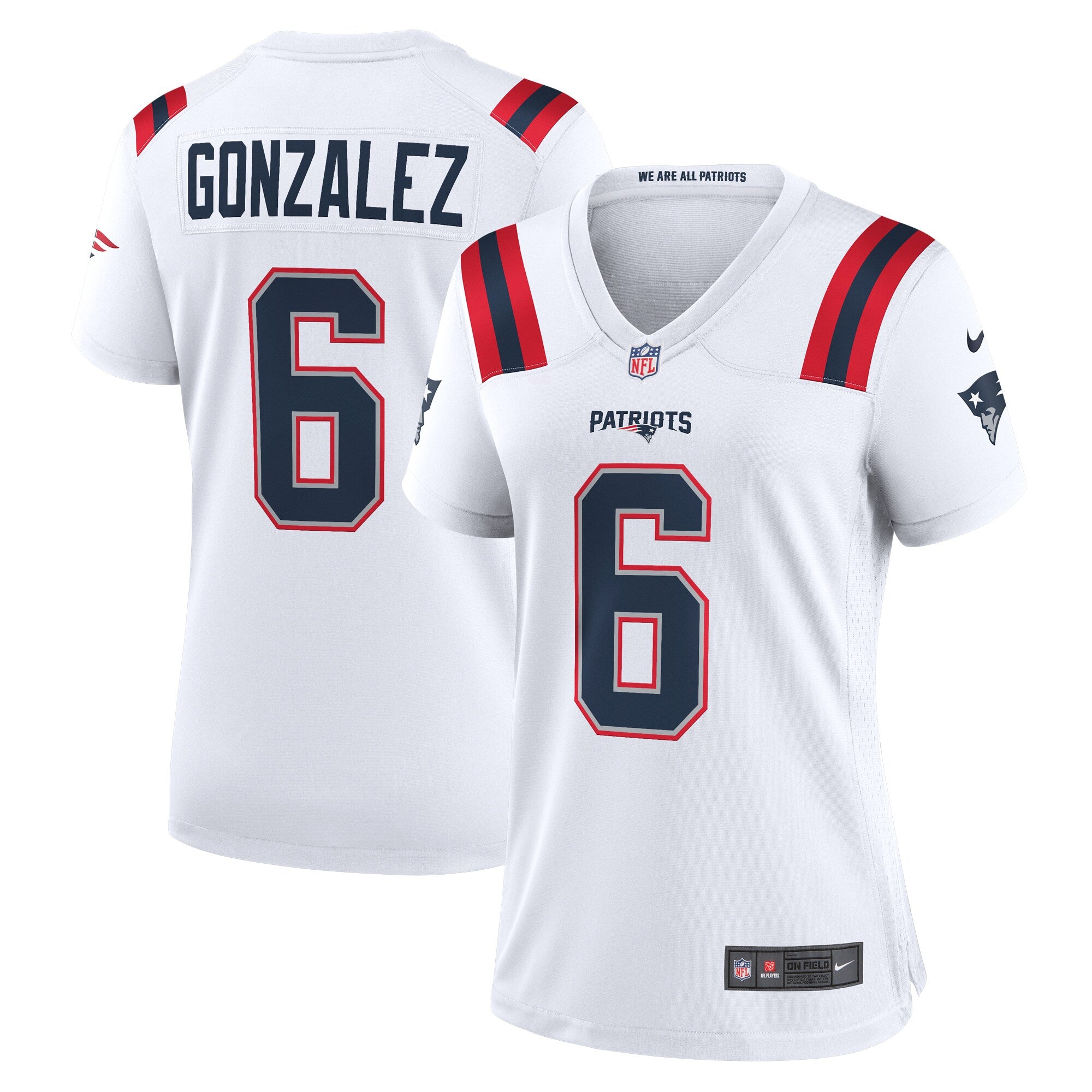 Christian Gonzalez New England Patriots Nike Women s  Game Jersey    White