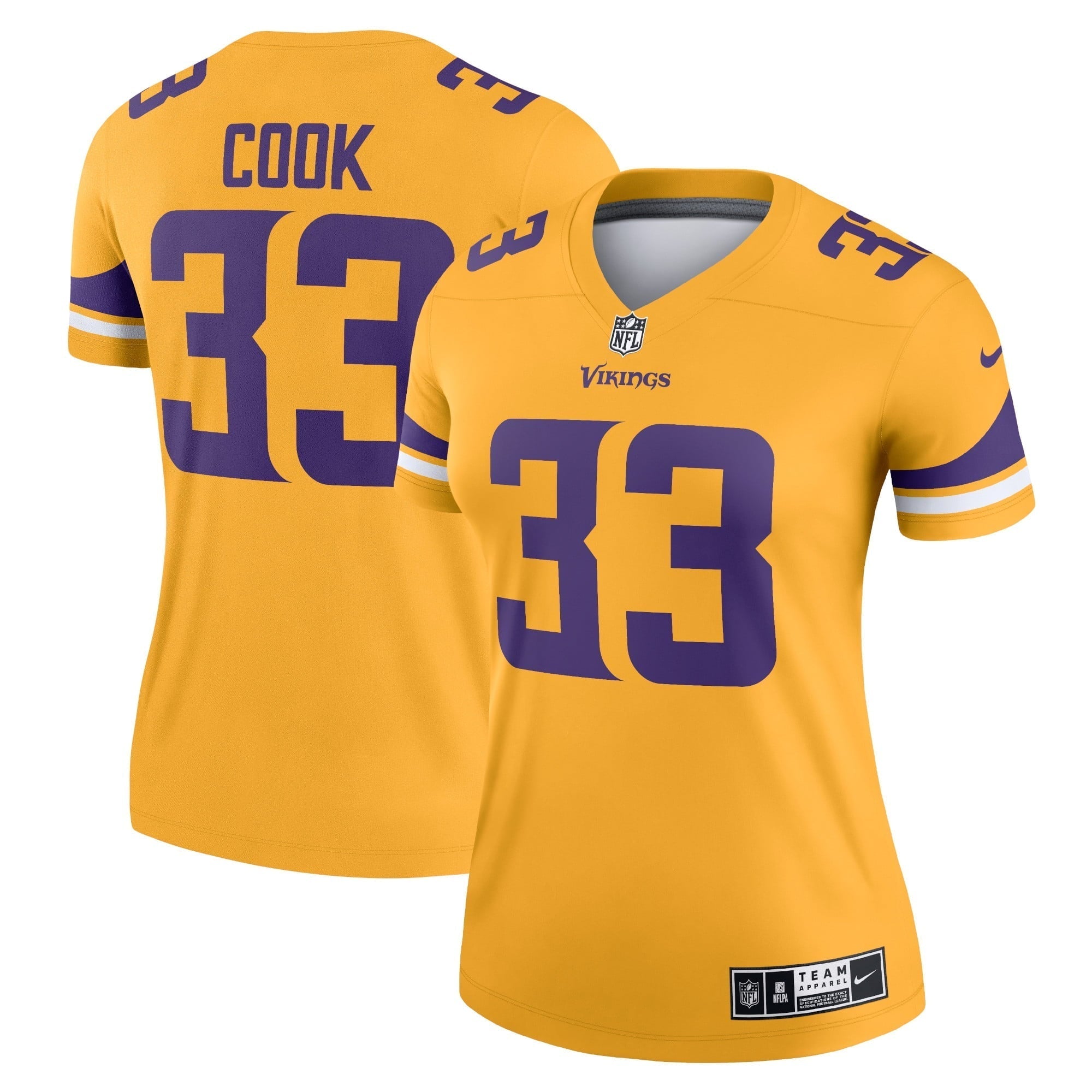 Women s Nike Dalvin Cook Gold Minnesota Vikings Inverted Legend Jersey