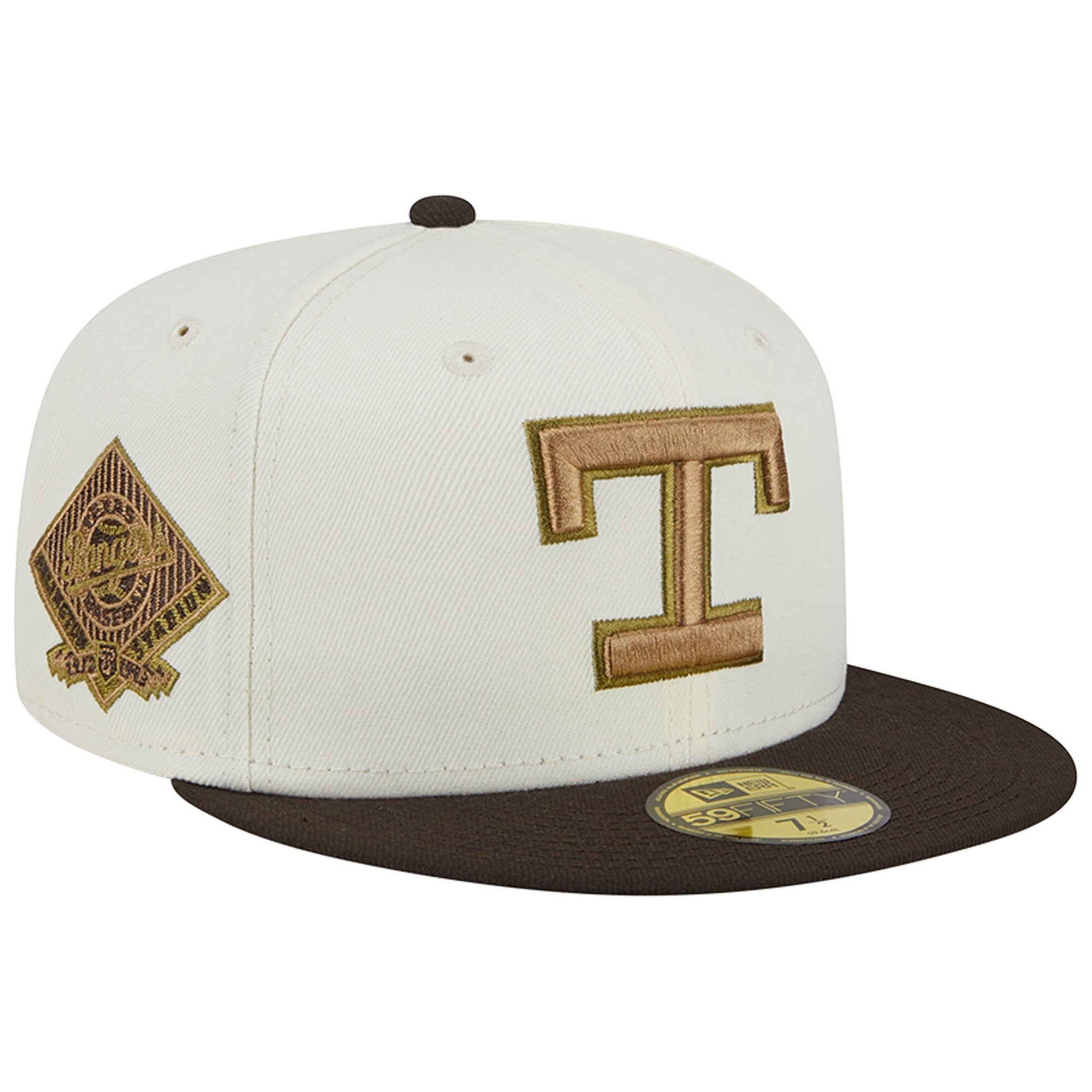 Texas Rangers New Era Arlington Stadium 59FIFTY Fitted Hat - White/Brown