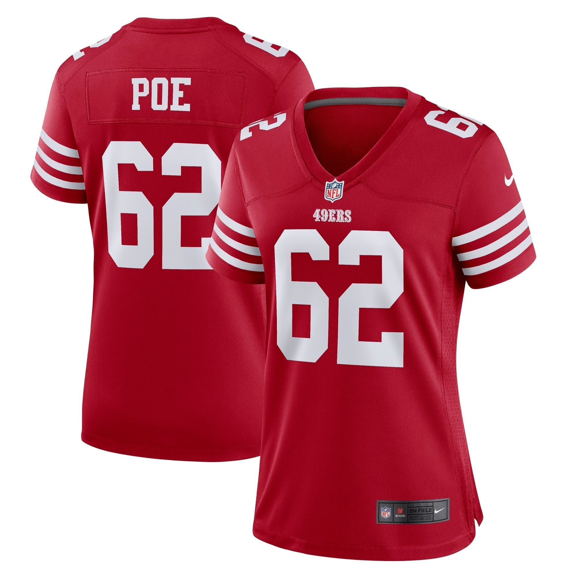 Women s Nike Jason Poe Scarlet San Francisco 49ers Game Player Jersey