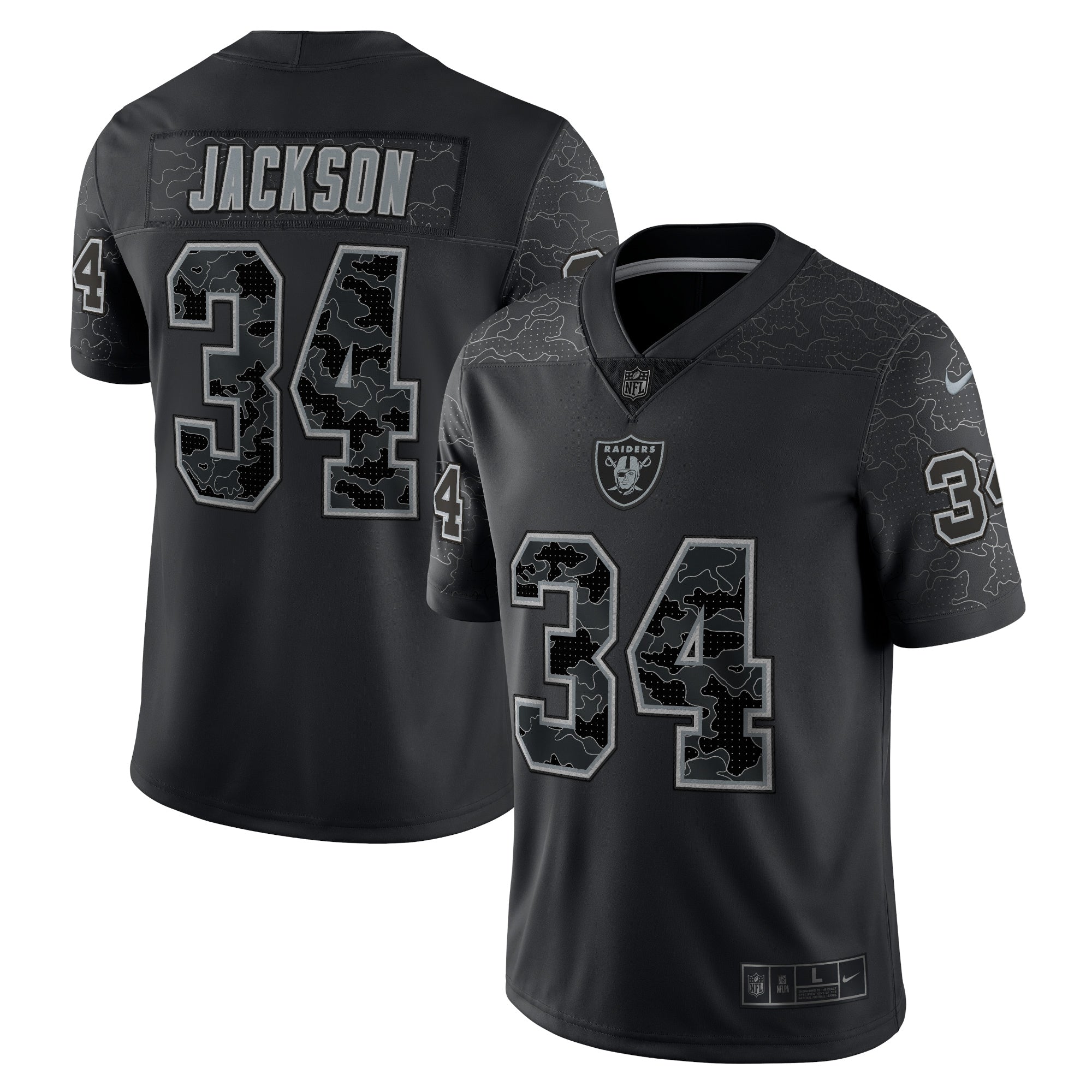 Bo Jackson Las Vegas Raiders Nike Retired Player RFLCTV Limited Jersey   Black