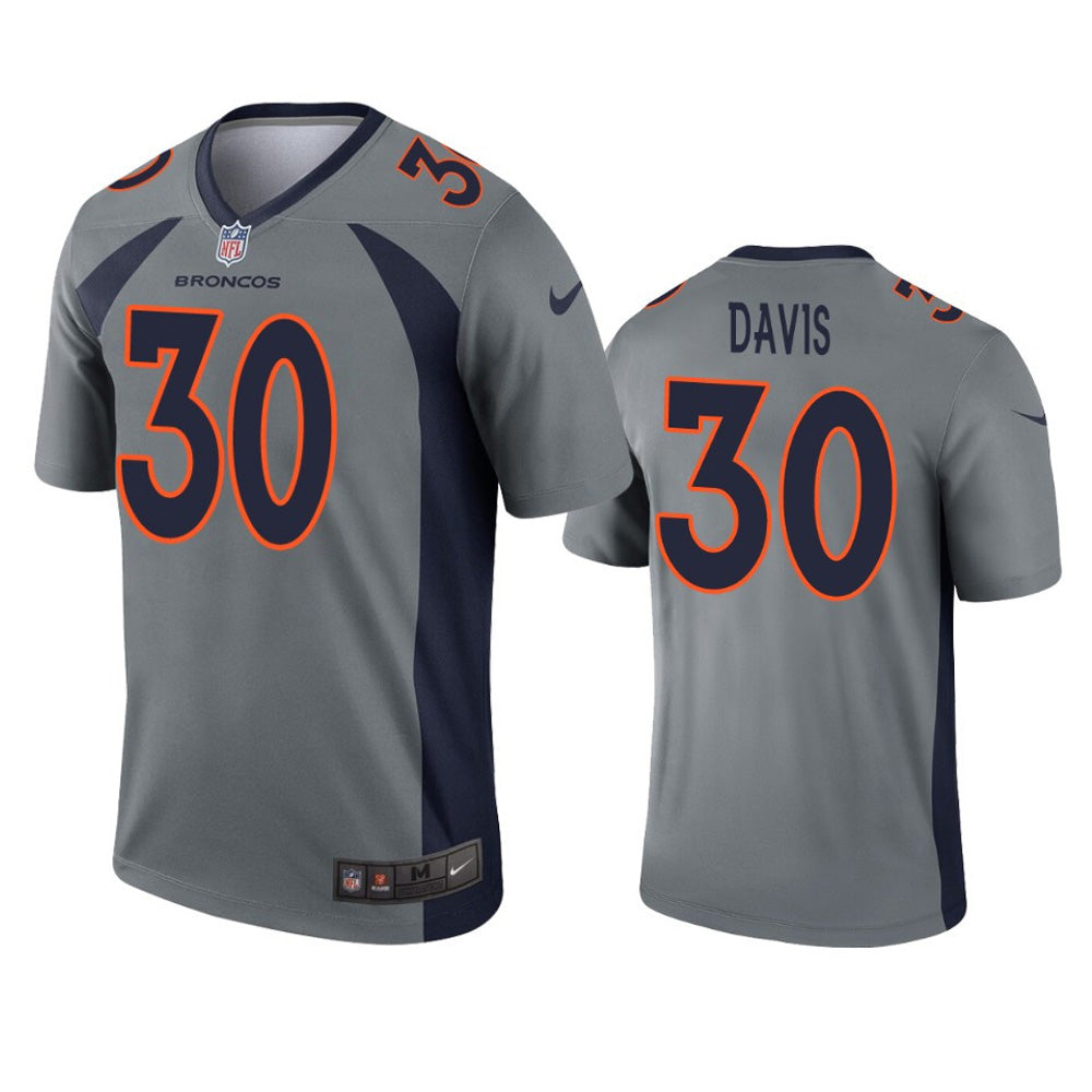 Men s Denver Broncos Terrell Davis Inverted Legend Jersey   Gray