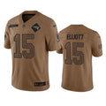 Men s New England Patriots Ezekiel Elliott 2023 Brown Salute To Service Limited Stitched Jersey