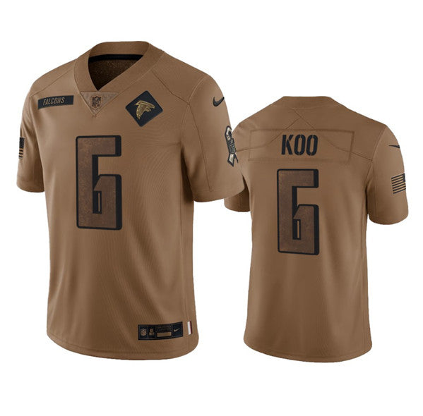 Men s Atlanta Falcons Younghoe Koo 2023 Brown Salute To Setvice Limited Stitched Jersey