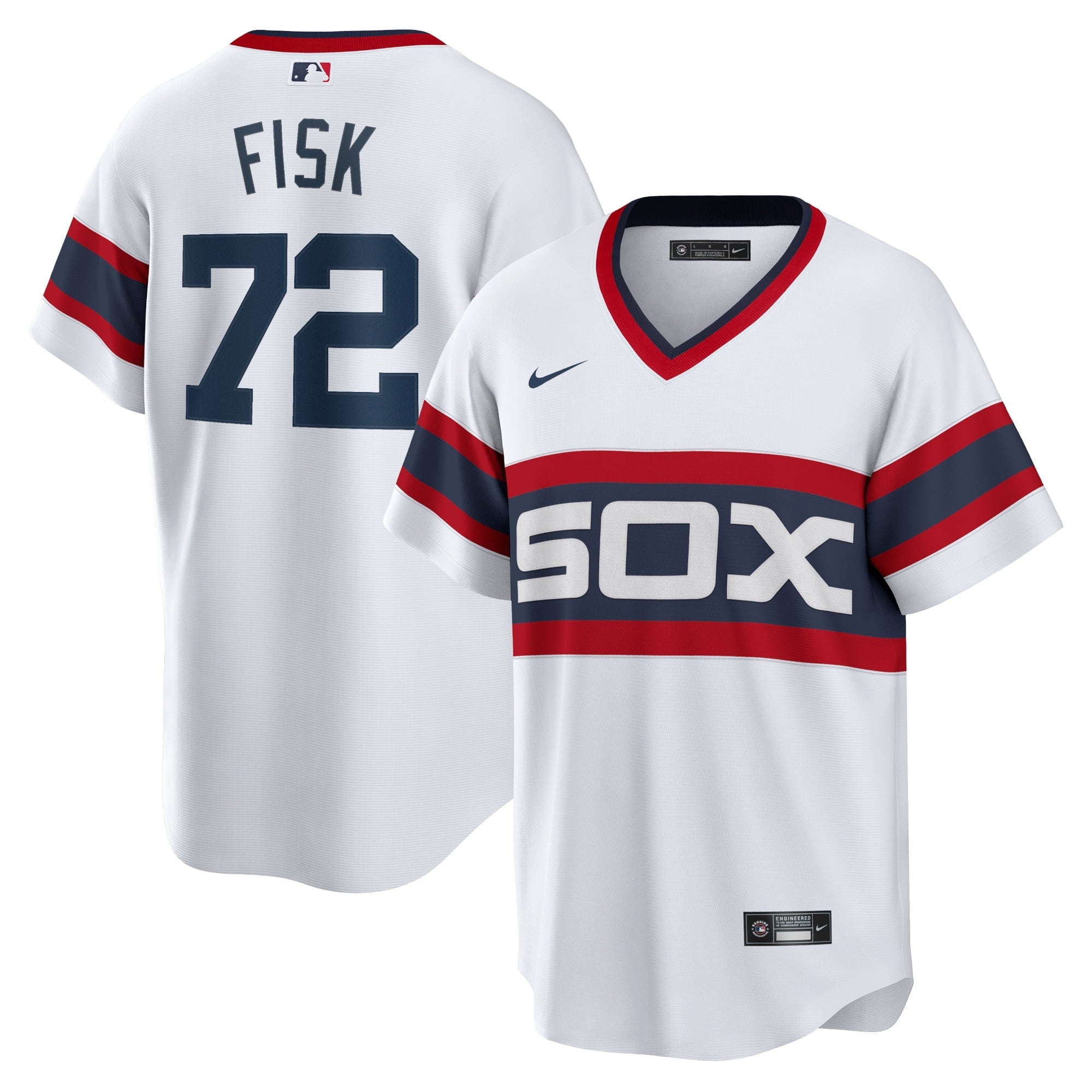 Men's Nike Carlton Fisk White Chicago White Sox Home Cooperstown Collection Team Player Jersey