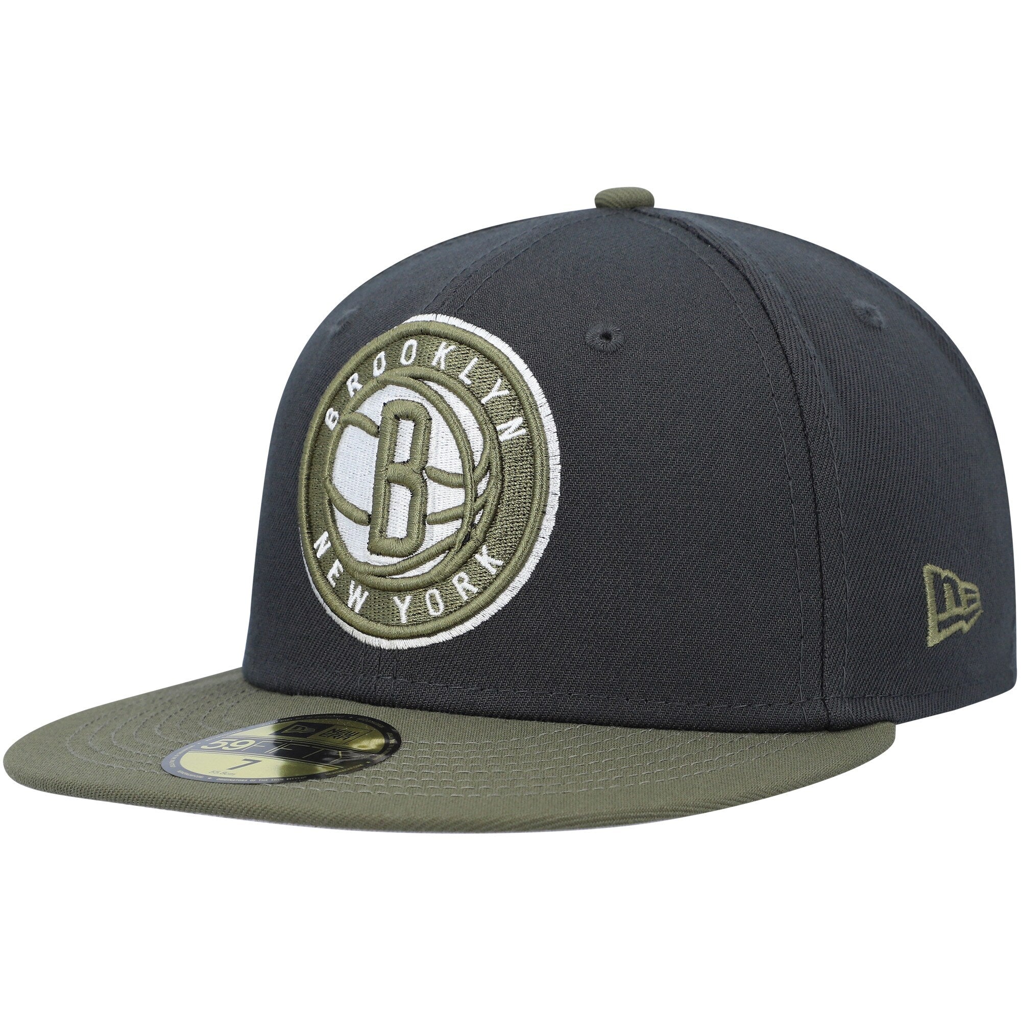 Brooklyn Nets New Era Two-Tone 59FIFTY Fitted Hat - Charcoal/Olive