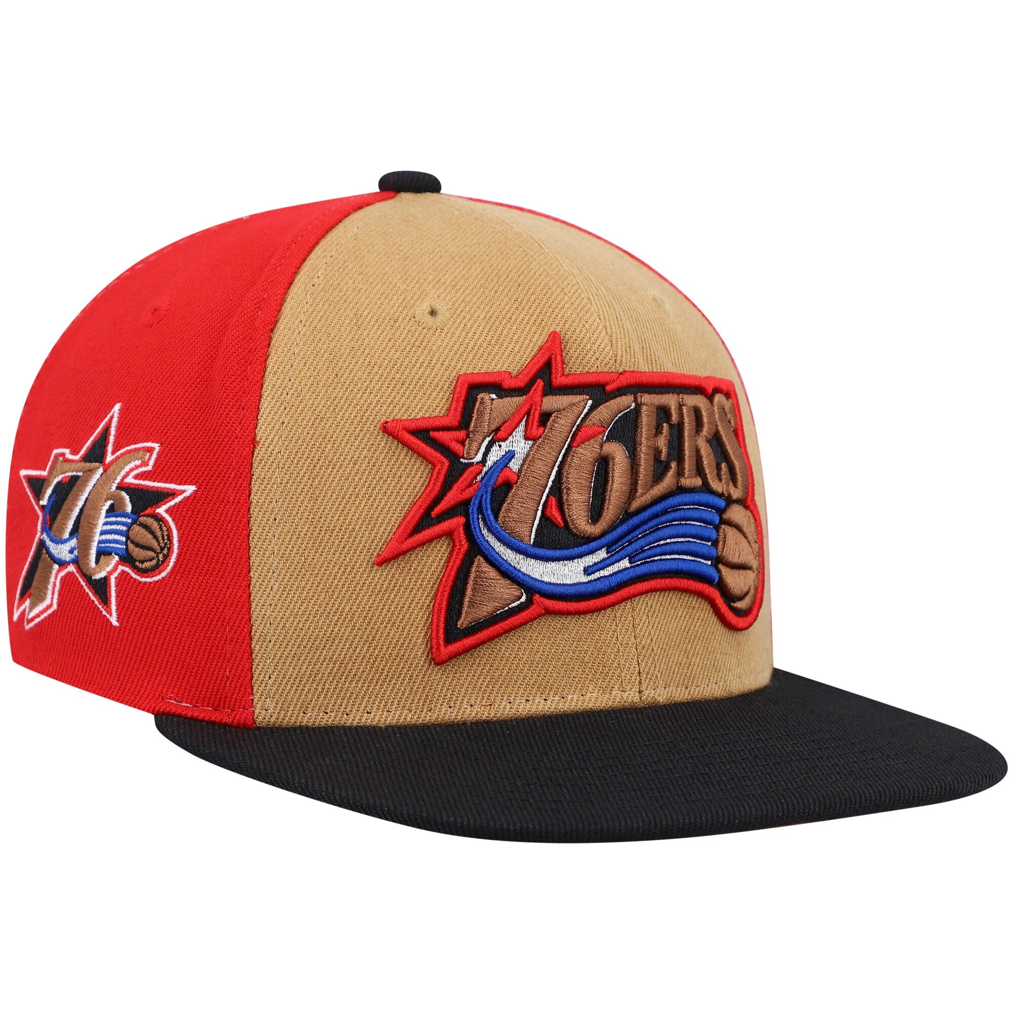 Philadelphia 76ers Mitchell & Ness Hardwood Classics On The Block Snapback Hat - Gold/Black