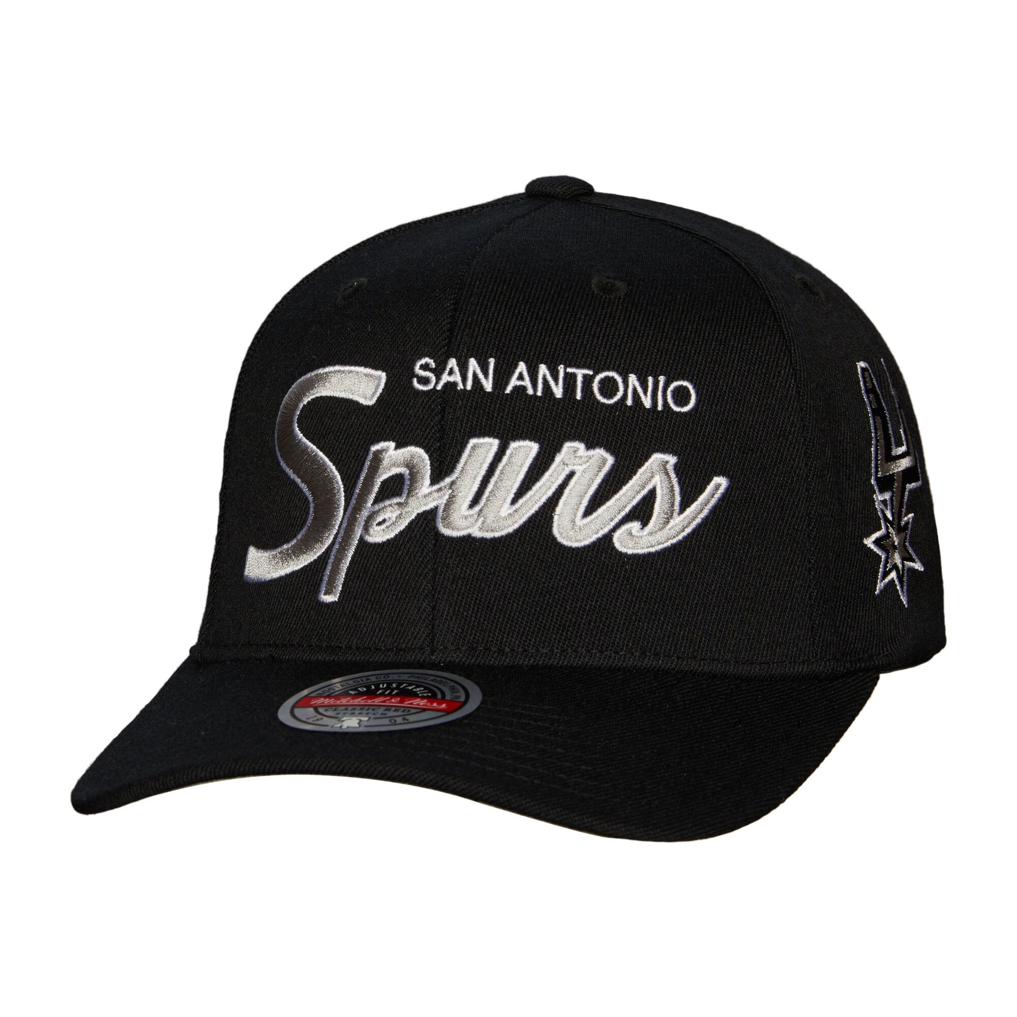 San Antonio Spurs Mitchell & Ness MVP Team Script 2.0 Stretch-Snapback Hat - Black